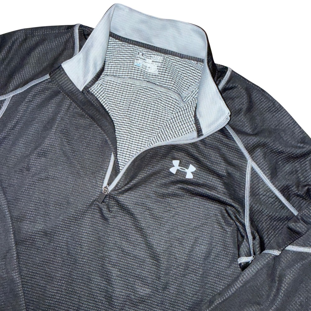 Under Armour Quarter Zip Pullover XL Black ColdGear Fitted Textured Long Sleeve